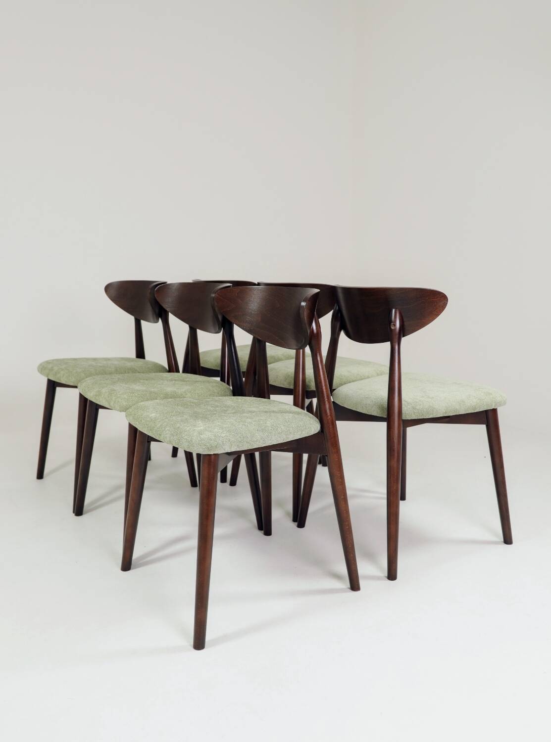 Modern set of 4 dining chairs, sage fabric