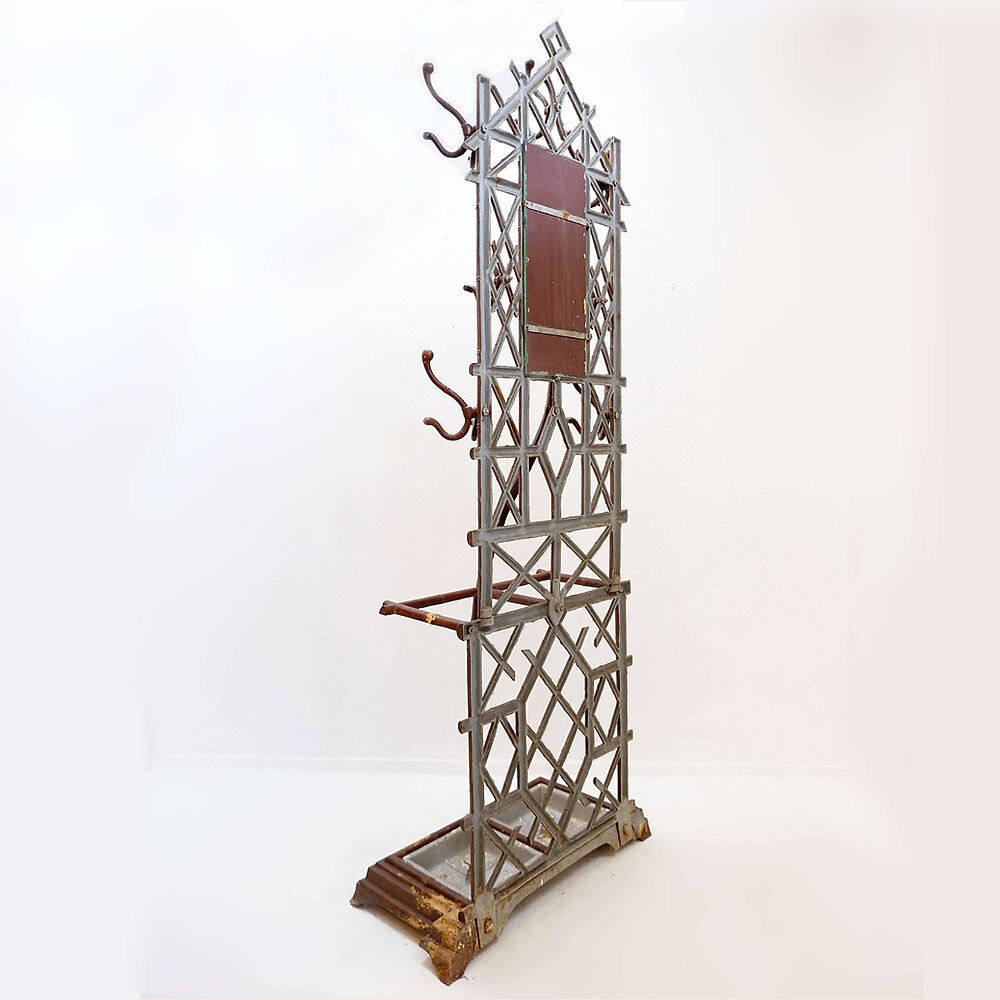 Coat rack or hall tree, 19th century - patinated cast iron imitating bamboo