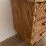 3-drawer rattan/bamboo chest of drawers attributed to Adrien Audoux and Frida Minnet. Circa 1950