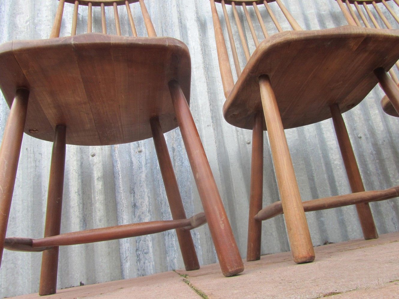 Scandinavian solid wooden high back spindle chairs, set of 4