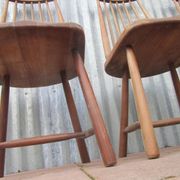 Scandinavian solid wooden high back spindle chairs, set of 4