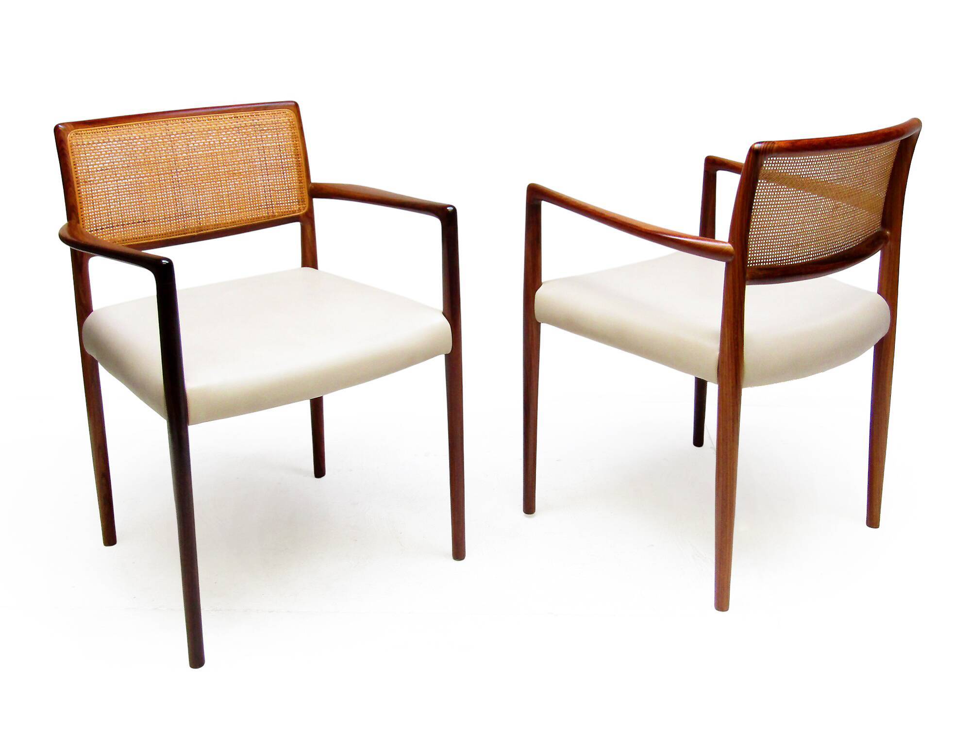 Set of 8 Danish Dining Chairs in Rosewood & Rattan attr. Niels Moller