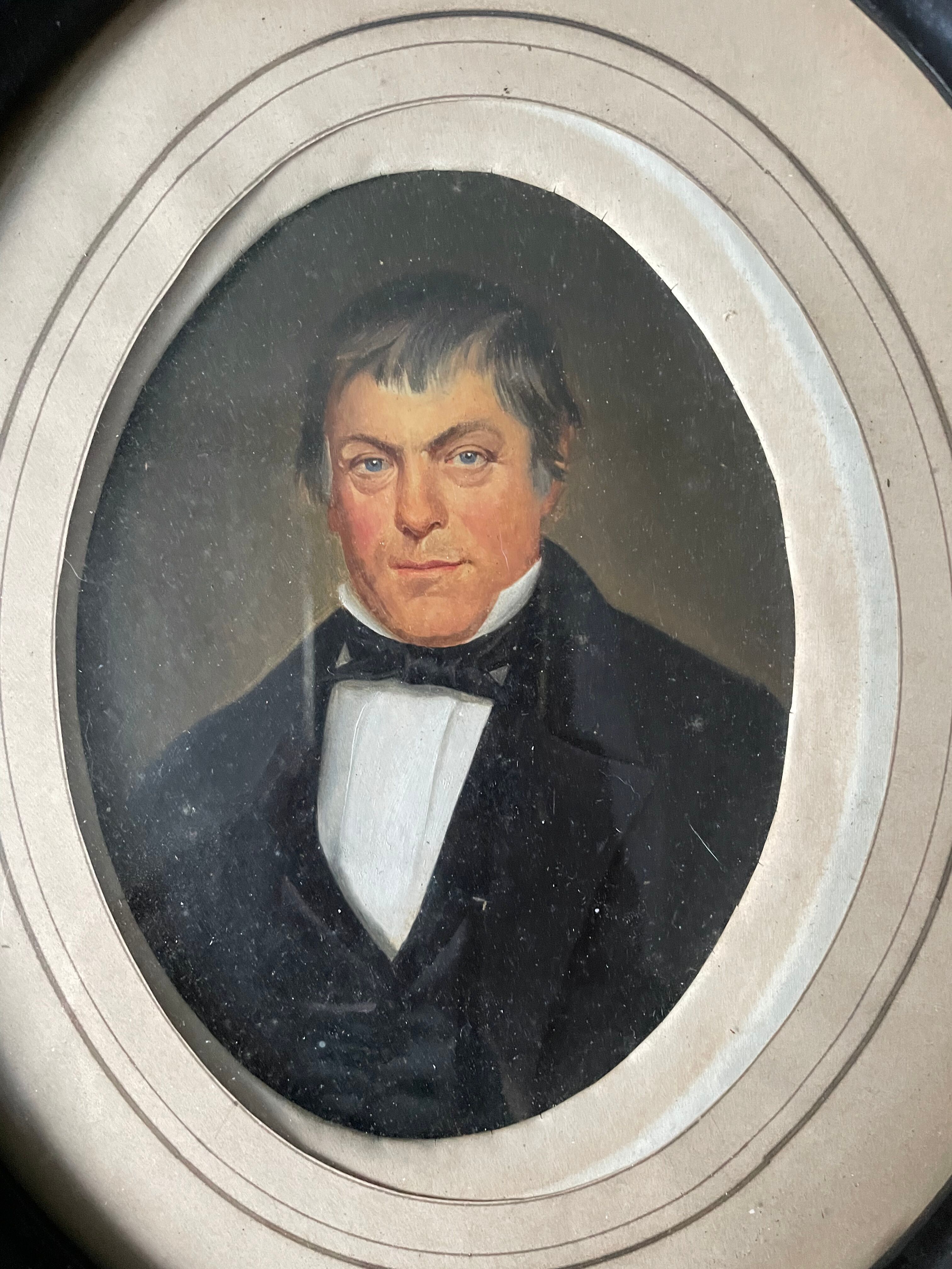 Portrait ancestor XIXth in a frame medallion Napoleon III