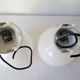 Duo of opaline and porcelain sconces