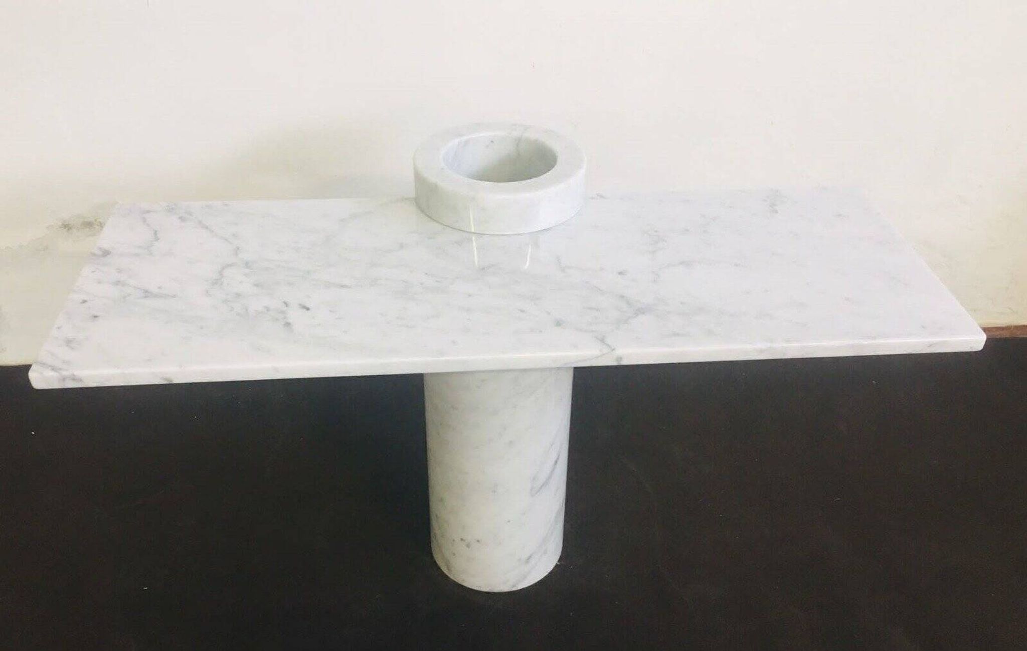 Console Table Loico Model in White Carrara Marble by Angelo Mangiarotti for Skipper, 1990s