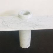 Console Table Loico Model in White Carrara Marble by Angelo Mangiarotti for Skipper, 1990s