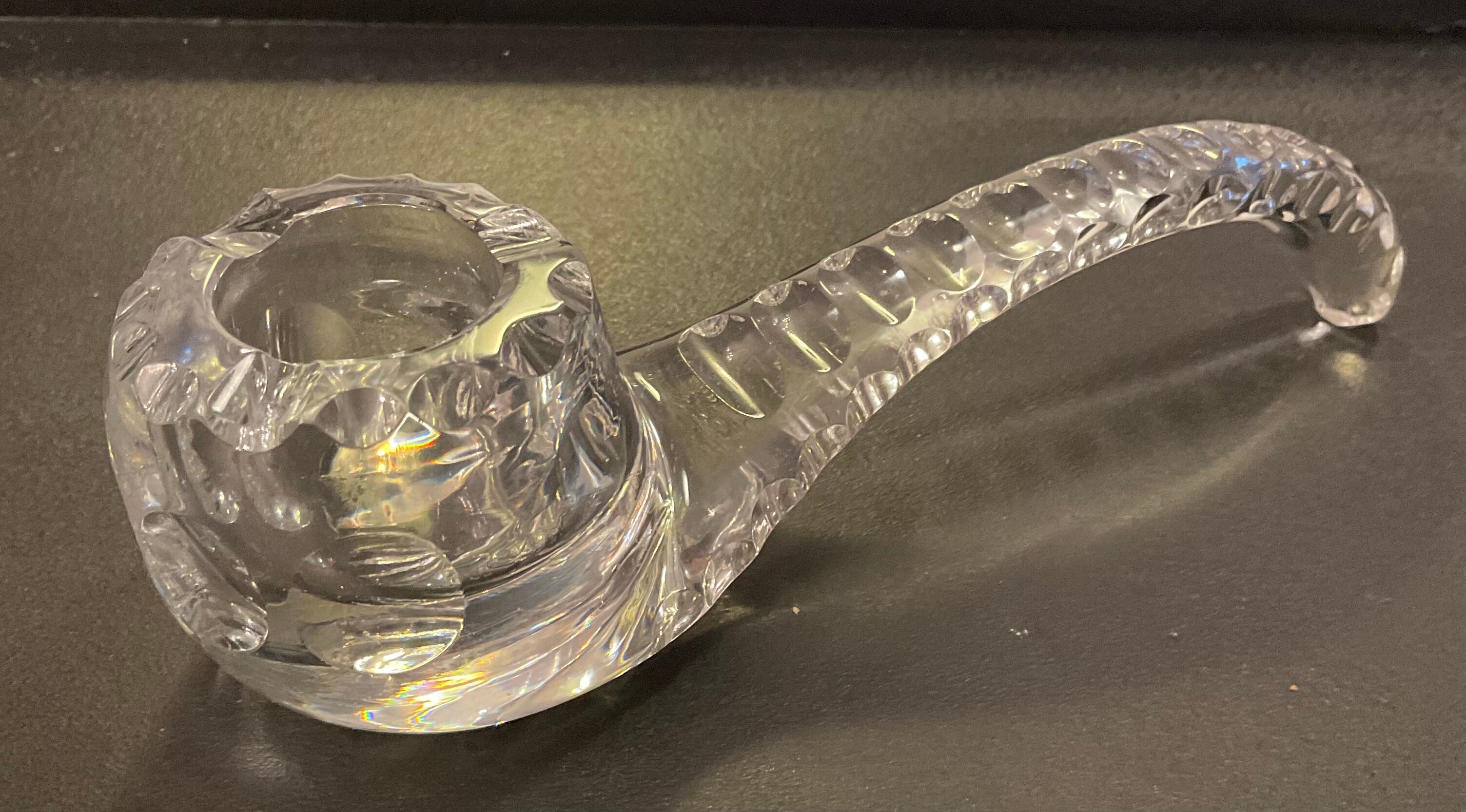 Vintage pipe ashtray chiseled crystal 70s