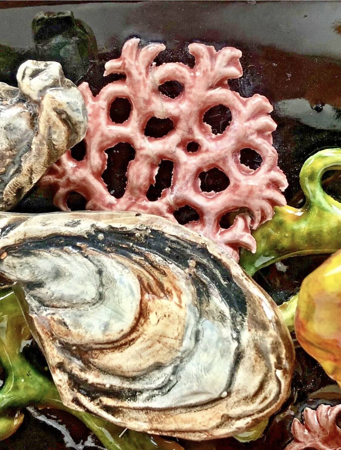 Large Vallauris slip dish 57x25 cm lobster fish