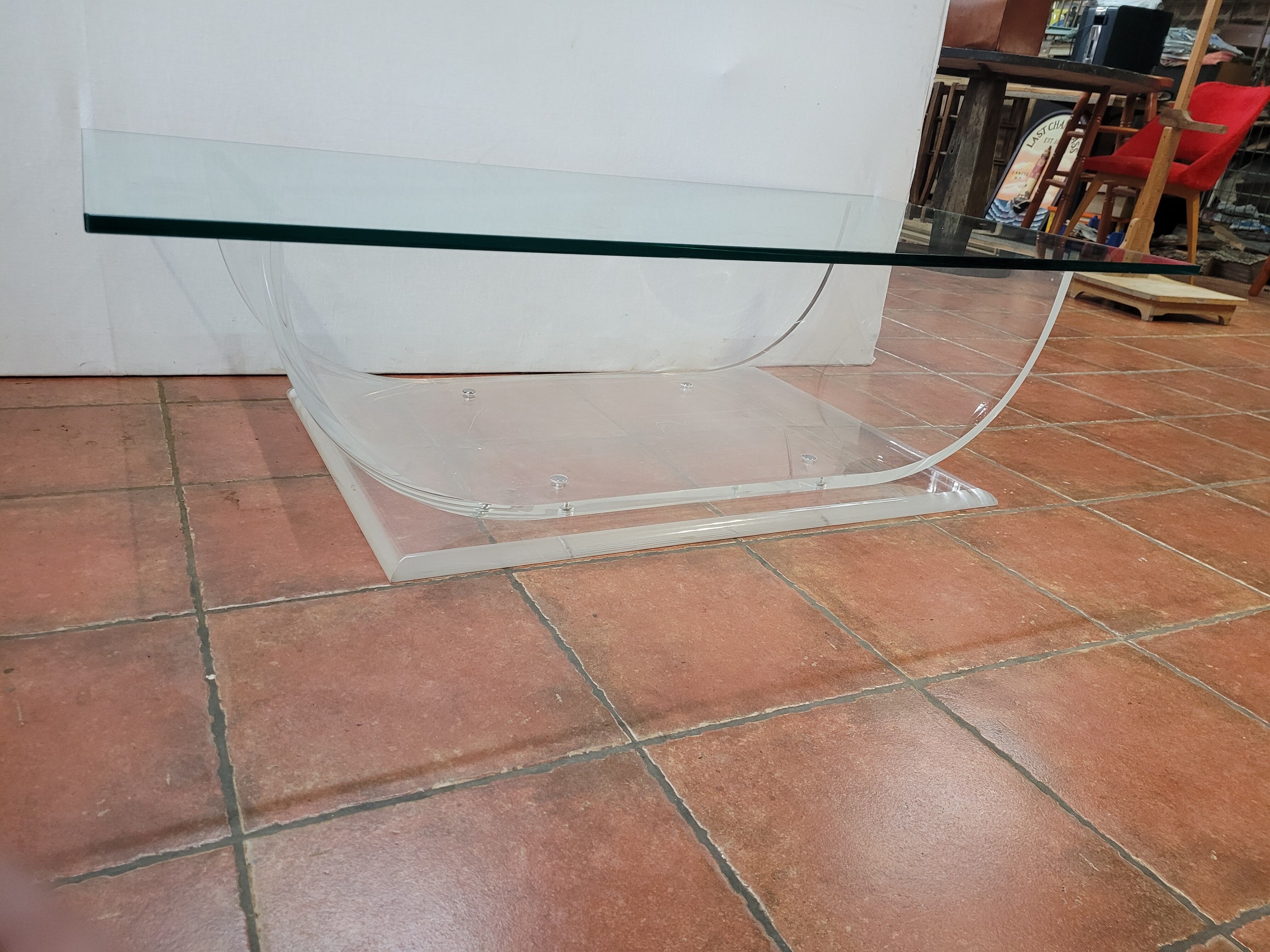Plexiglas coffee table glass top from the 70s, 140×70cms