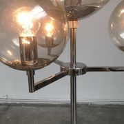 Chrome and glass floor lamp in mid-century German space style by Hustadt Leuchten, 1960s.