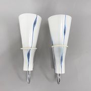 Pair of 1960s Chrome & Glass Wall Lamps by Zukov, 2 Pairs Available