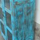 Glass cabinet in old blue wood