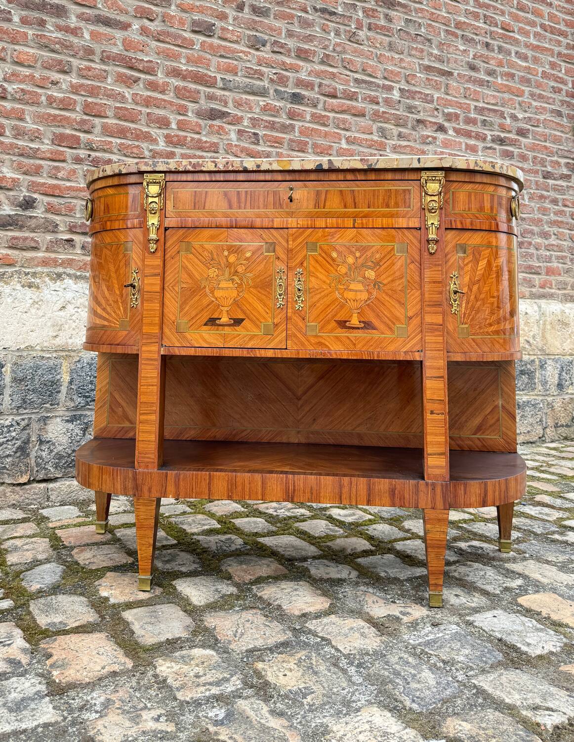 Console, Serving In Marquetry Louis XVI Style XIX Eme Century