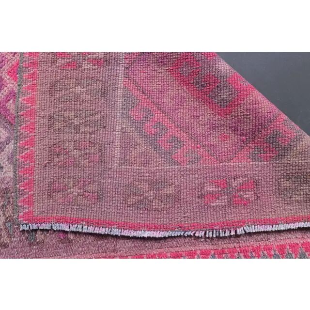 1970s vintage Turkish Oushak diamond wool runner