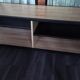 Industrial tv cabinet in metal and wood.