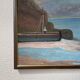 Oil painting on wood boats and lake 1977