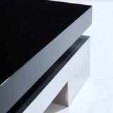 Large black lacquered and steel coffee table Nadine Charteret 1972