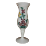 Opaline glass soliflore vase decorated with purple flowers and lilies of the valley