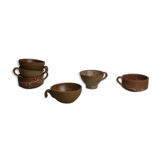 Set of 6 mismatched cups in sandstone