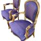 Pair of baroque armchairs in Louis XV style with blue satin fabric.