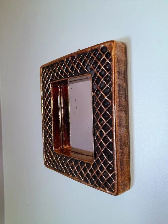 Miroir en céramique , Hendrik Thomas , Vallauris 1970