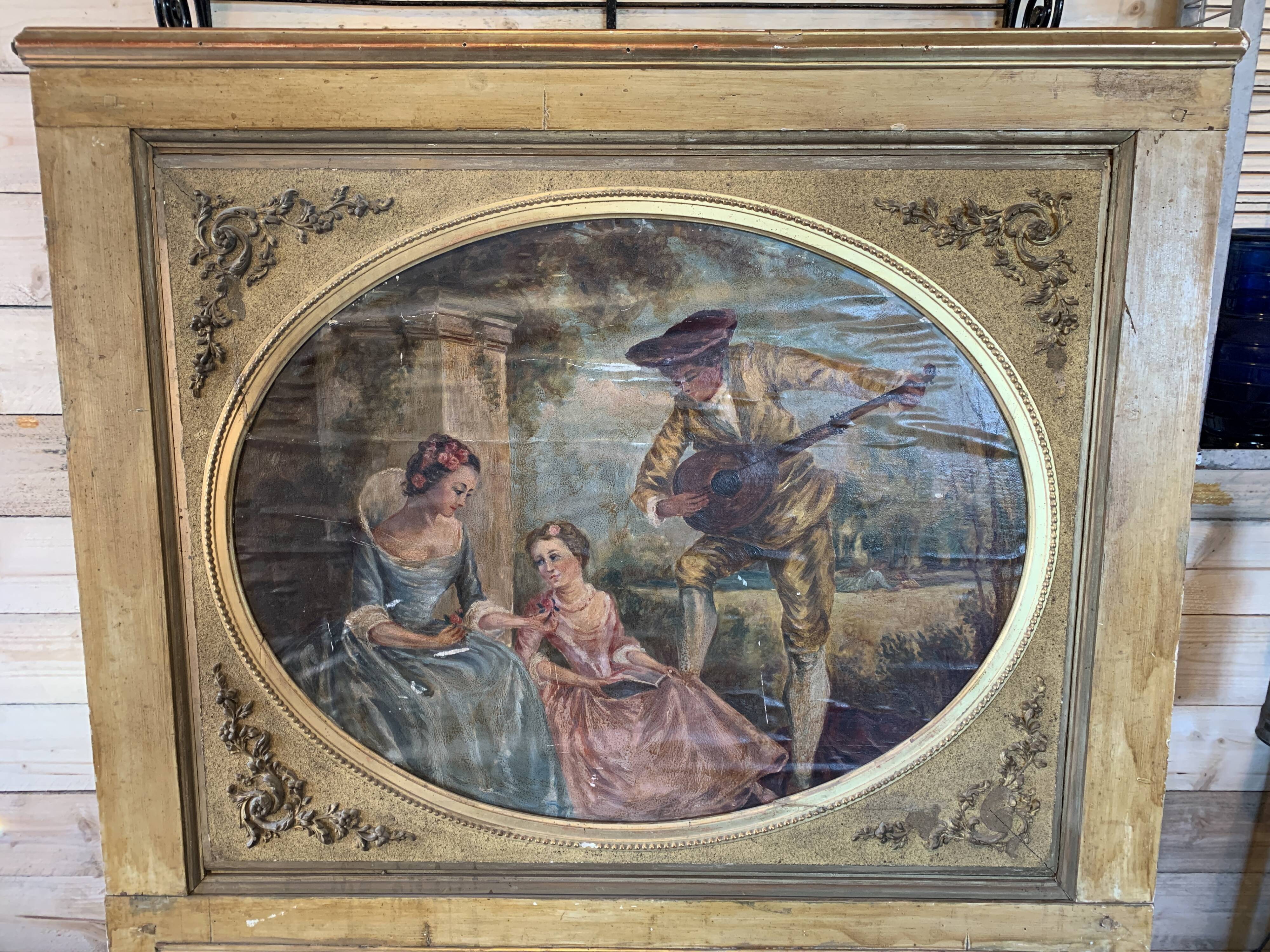 Wooden trumeau and gilded stucco - 175x105cm