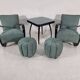 H 269 Lounge Chairs, table and poufs by Jindřich Halabala for Up Zavody, 1940s, Set of 5