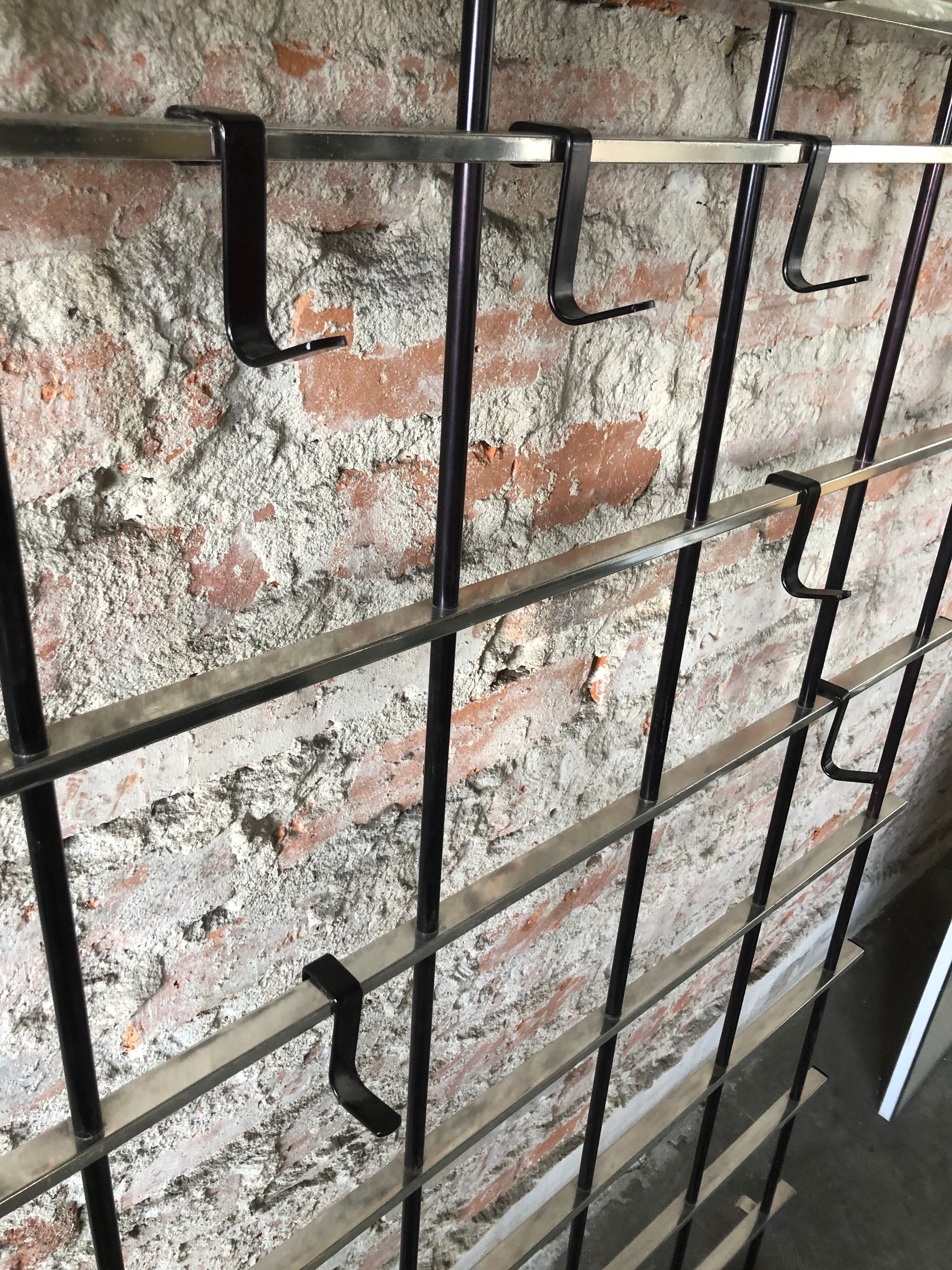 Silver & black metal wall rack, 1970