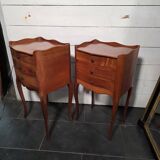Pair of Louis XV style bedside tables in cherry wood.
