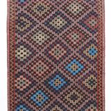 6X10 Bluw & Burgundy Handmade Vintage Kilim Rug, 181x295Cm
