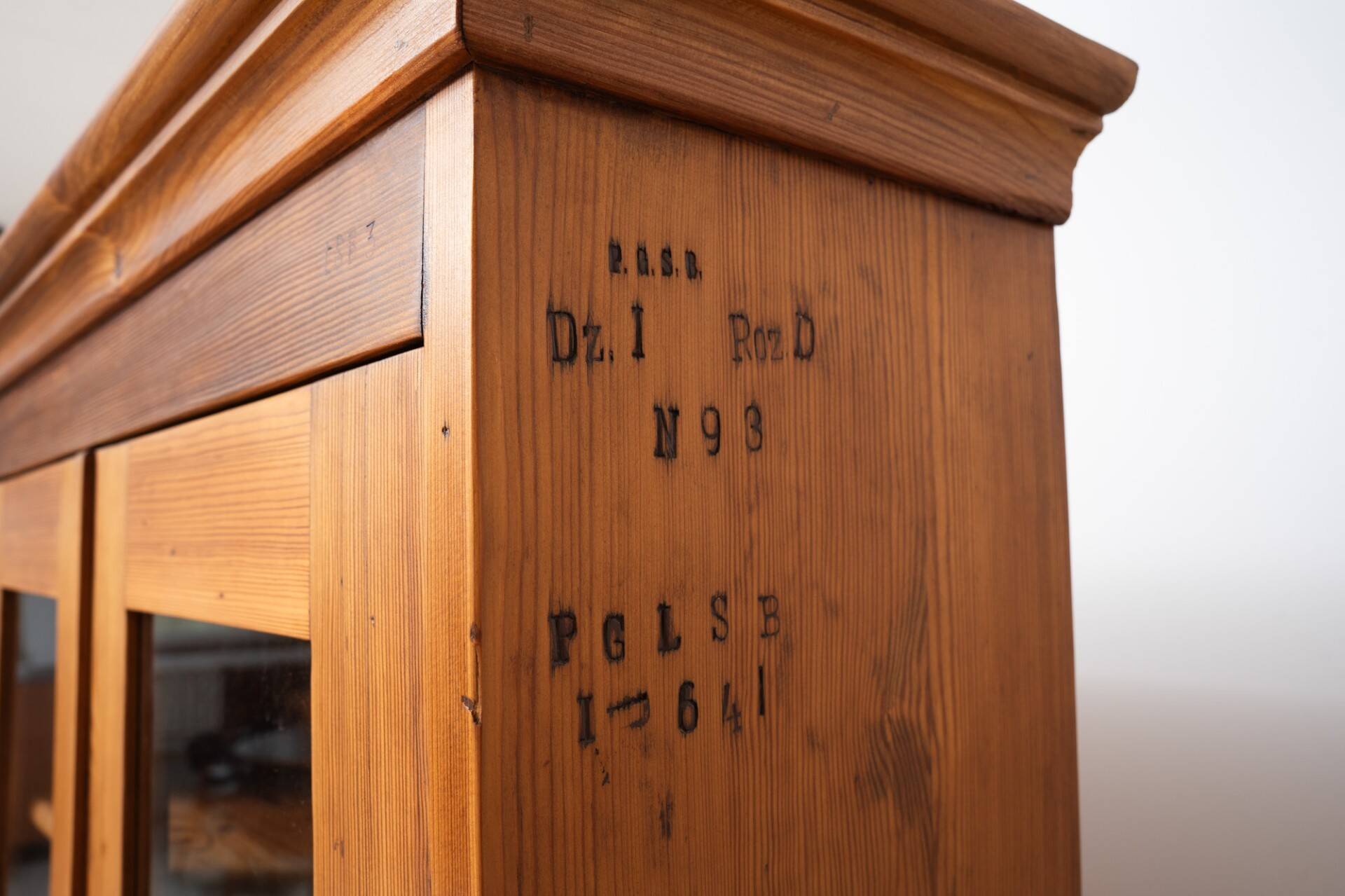 Monumental Pine School Library Bookcase from Warsaw, Poland, 1920s