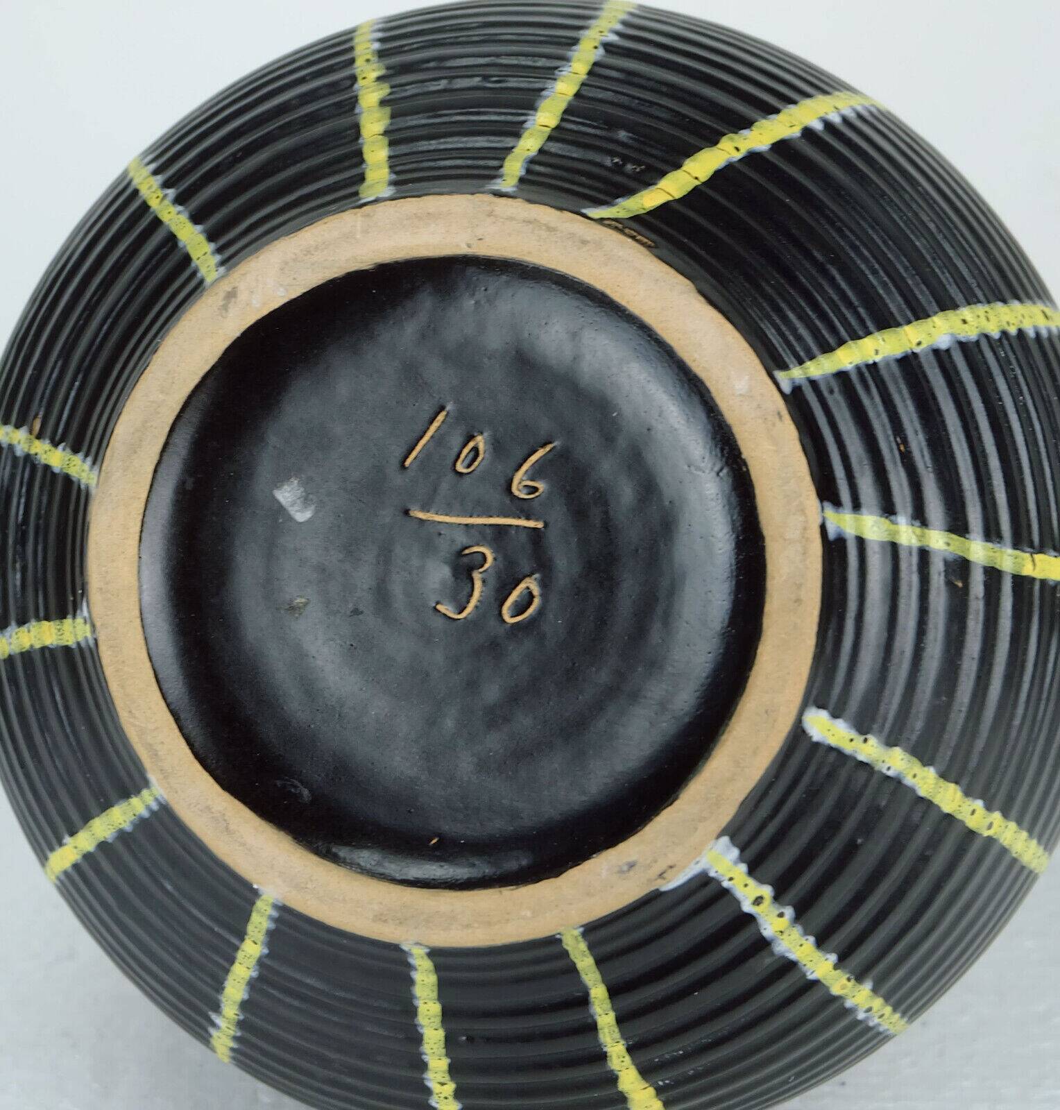 1950s mid century VASE jug model no. 106-30 yellow stripe decor