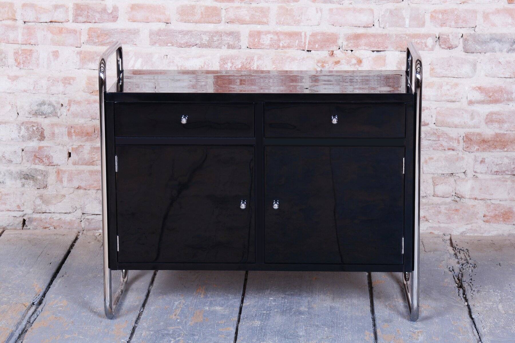 Bauhaus Cabinet in Chrome-Plated Steel by R. Slezák, Czech, 1930s