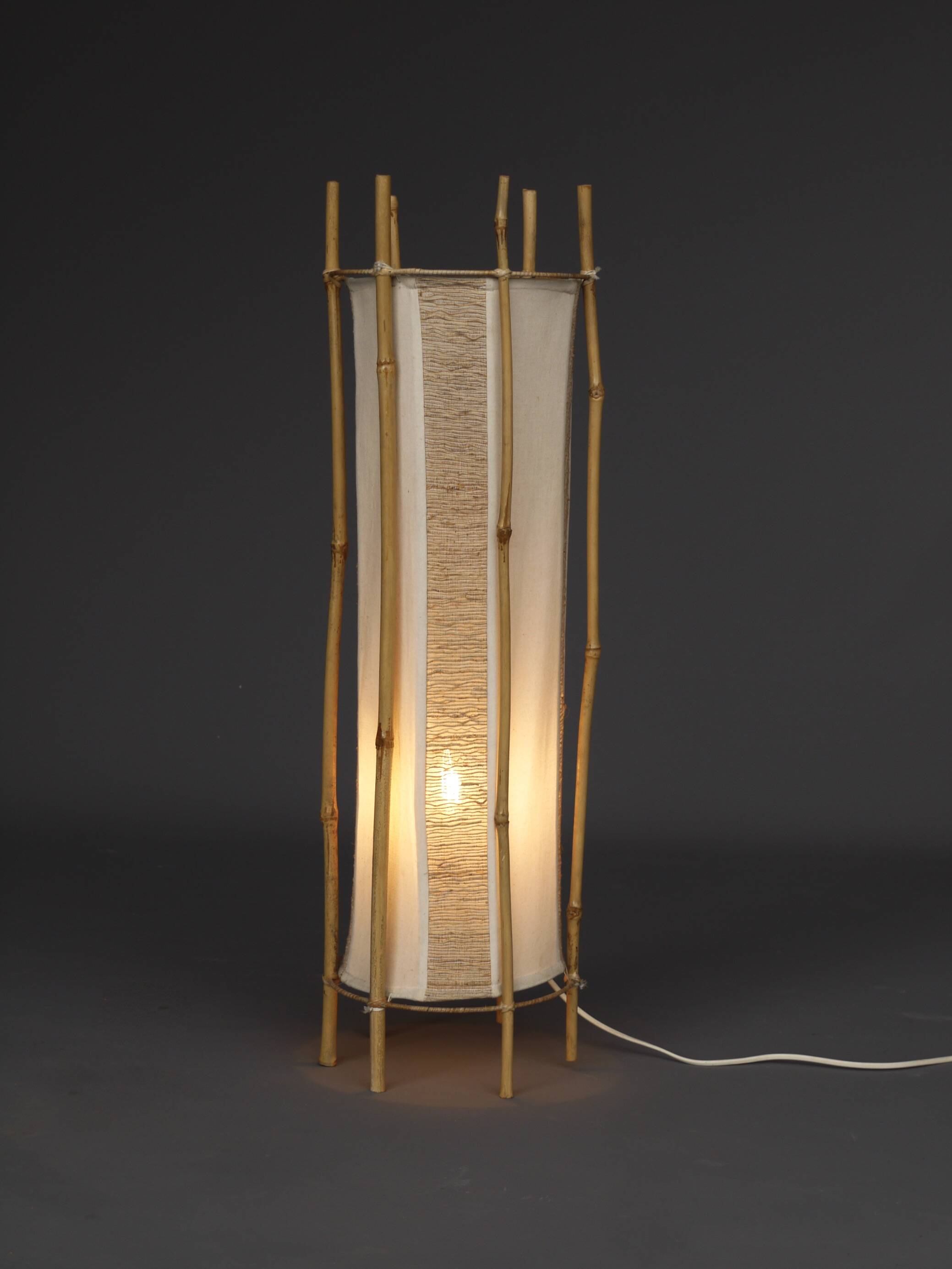 Lampadaire en bambou de Louis Sognot, années 1950