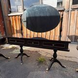 Coiffeuse triptyque vintage 1960s en acajou– signée G. Blouin Nantes