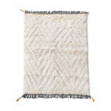 Moroccan Berber carpet blessed ouarain ecru with engraved diamonds 140x102cm