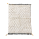 Tapis berbère marocain béni ouarain écru à losanges gravés 140x102cm