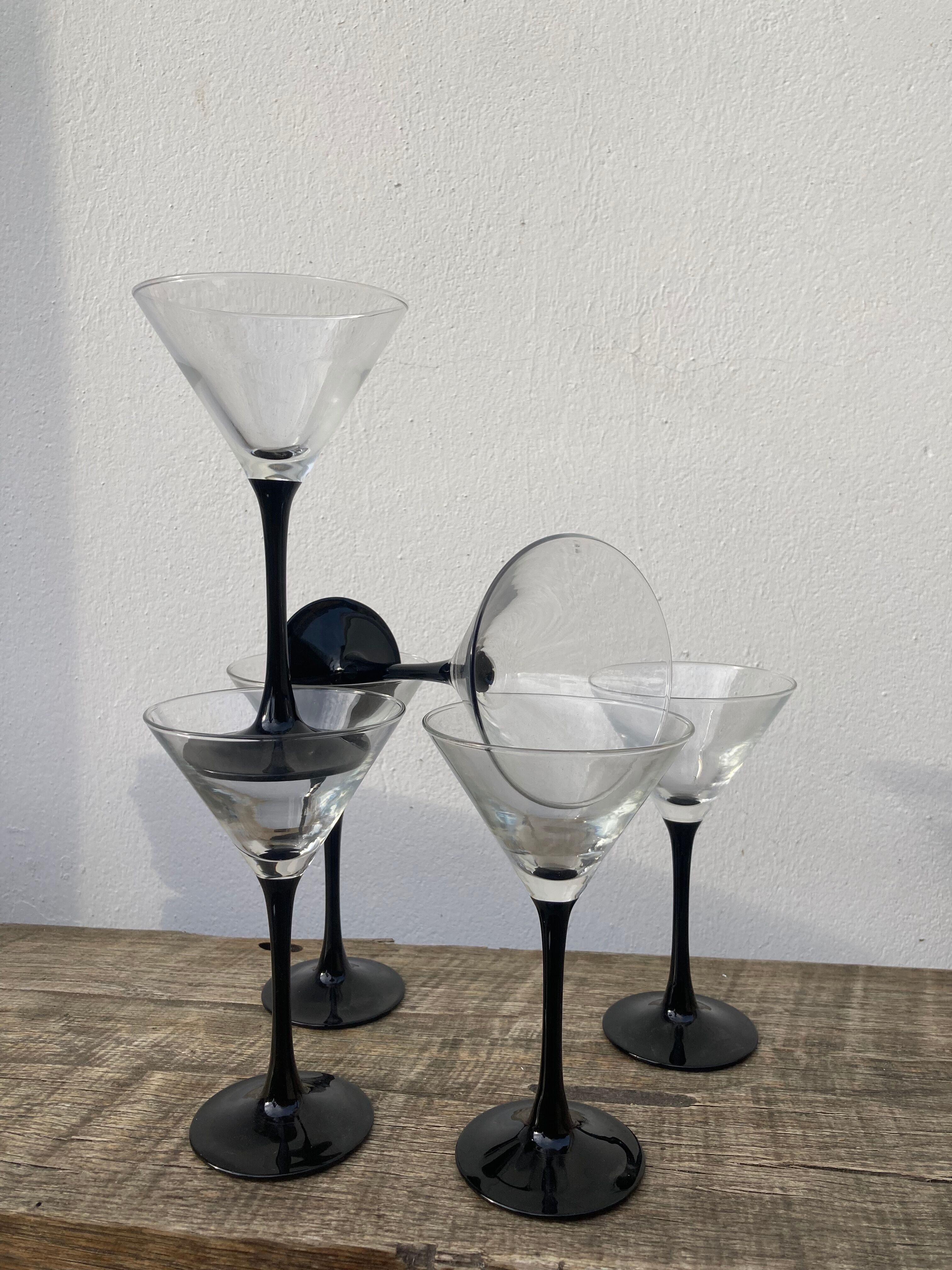 6 verres à martini ou cocktail noir coupes vintage