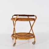 Italian bamboo and leather serving table 1960