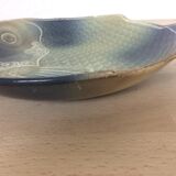 Plat à poisson en céramique vert bleu