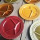 8 old ceramic fondue plates coloured Sarreguemines