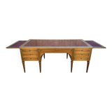 Bureau plat double de style Louis XVI en acajou à 8 pieds