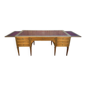 Bureau plat double de style Louis XVI en acajou à 8 pieds