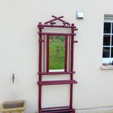 Old vintage red lacquered bamboo Asian coat rack