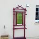 Old vintage red lacquered bamboo Asian coat rack