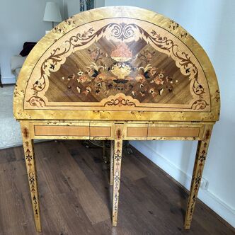 Table louis XVI en bois de roi avec une marqueterie florale