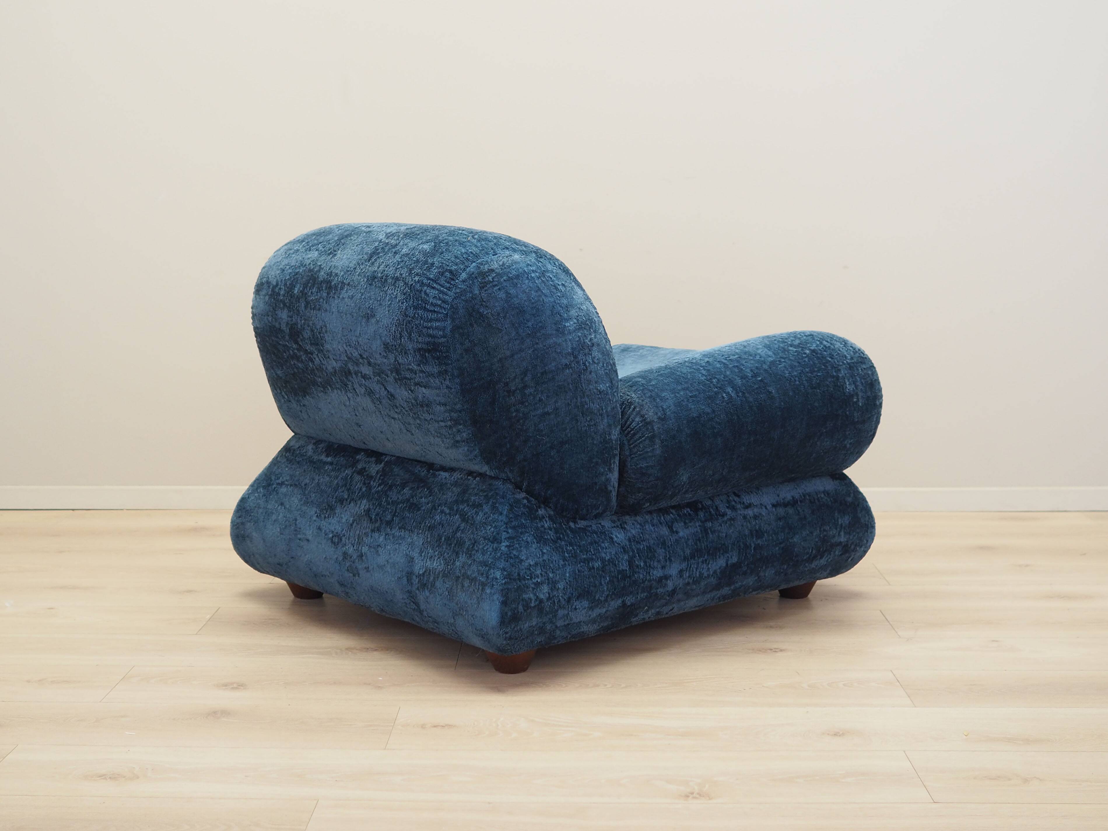 Blue armchair, Italian design, 1970s, production: Italy