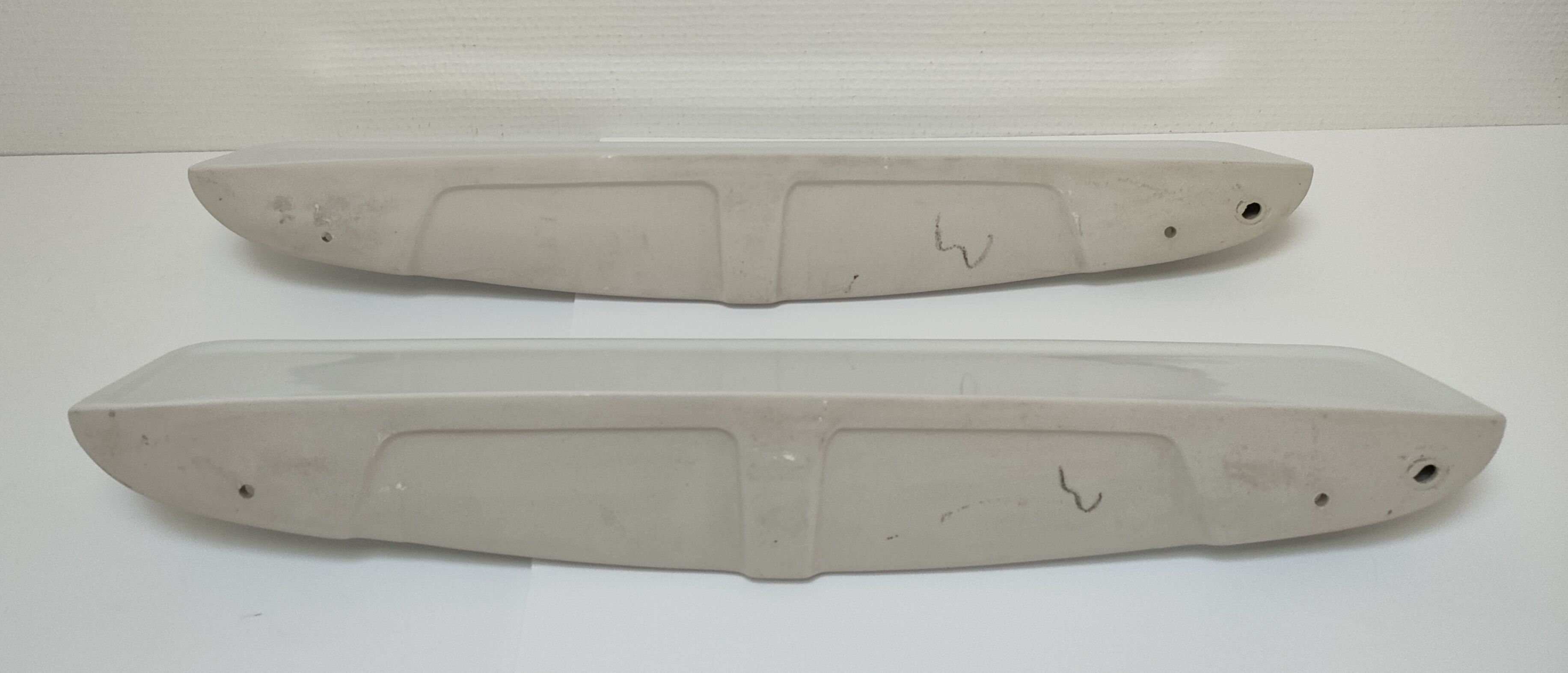 Two wall shelves ceramic glazed white vintage