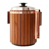Vintage Danish Wood Ice Bucket with Copper Details, 1960's