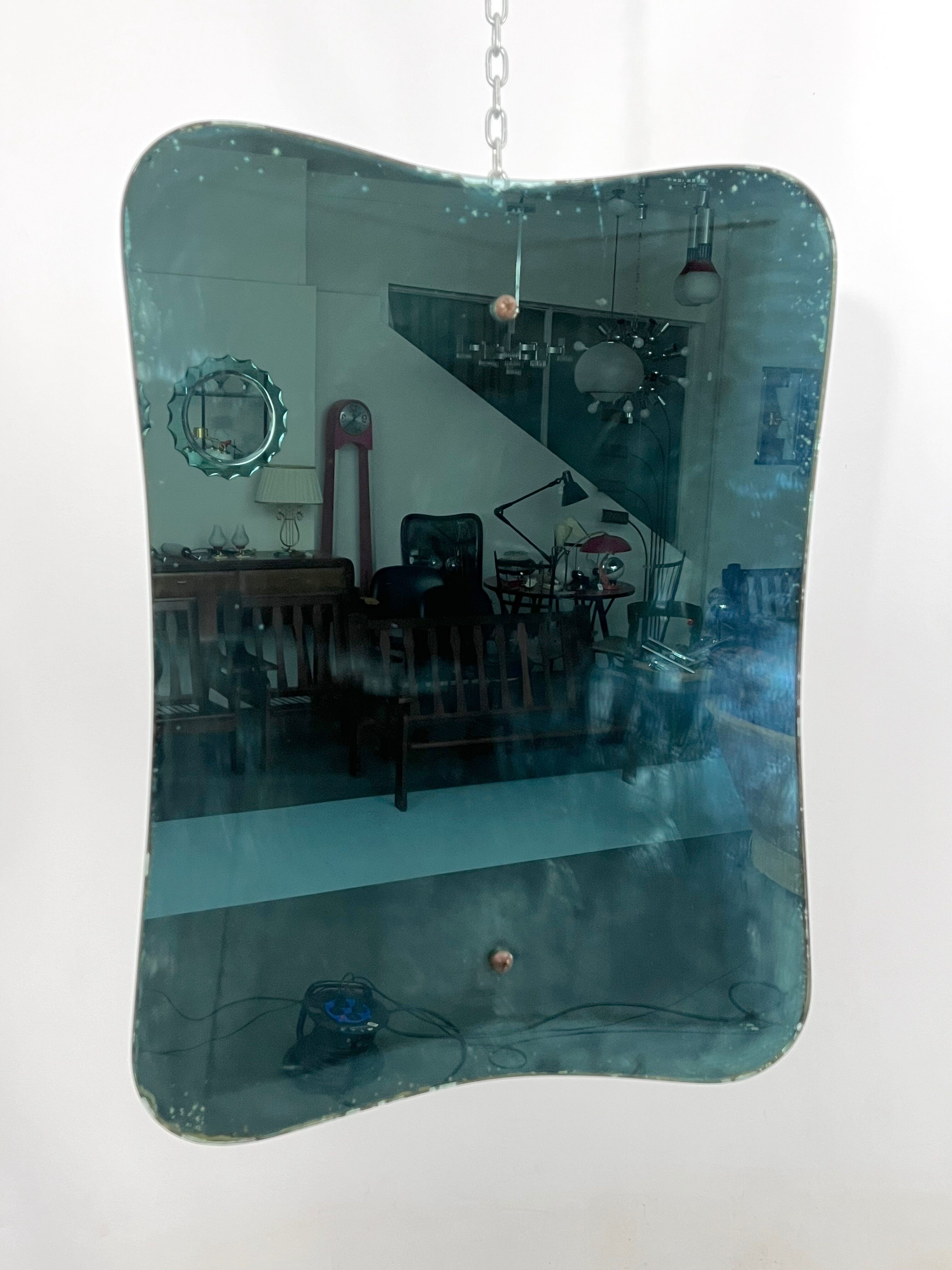 Mid-century green mirror from 50s